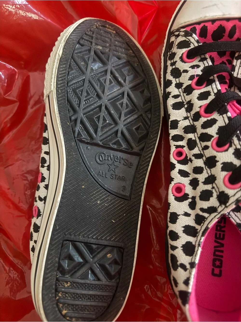 Converse Kids Leopard Canvas Sneakers in Black, White & Hot Pink